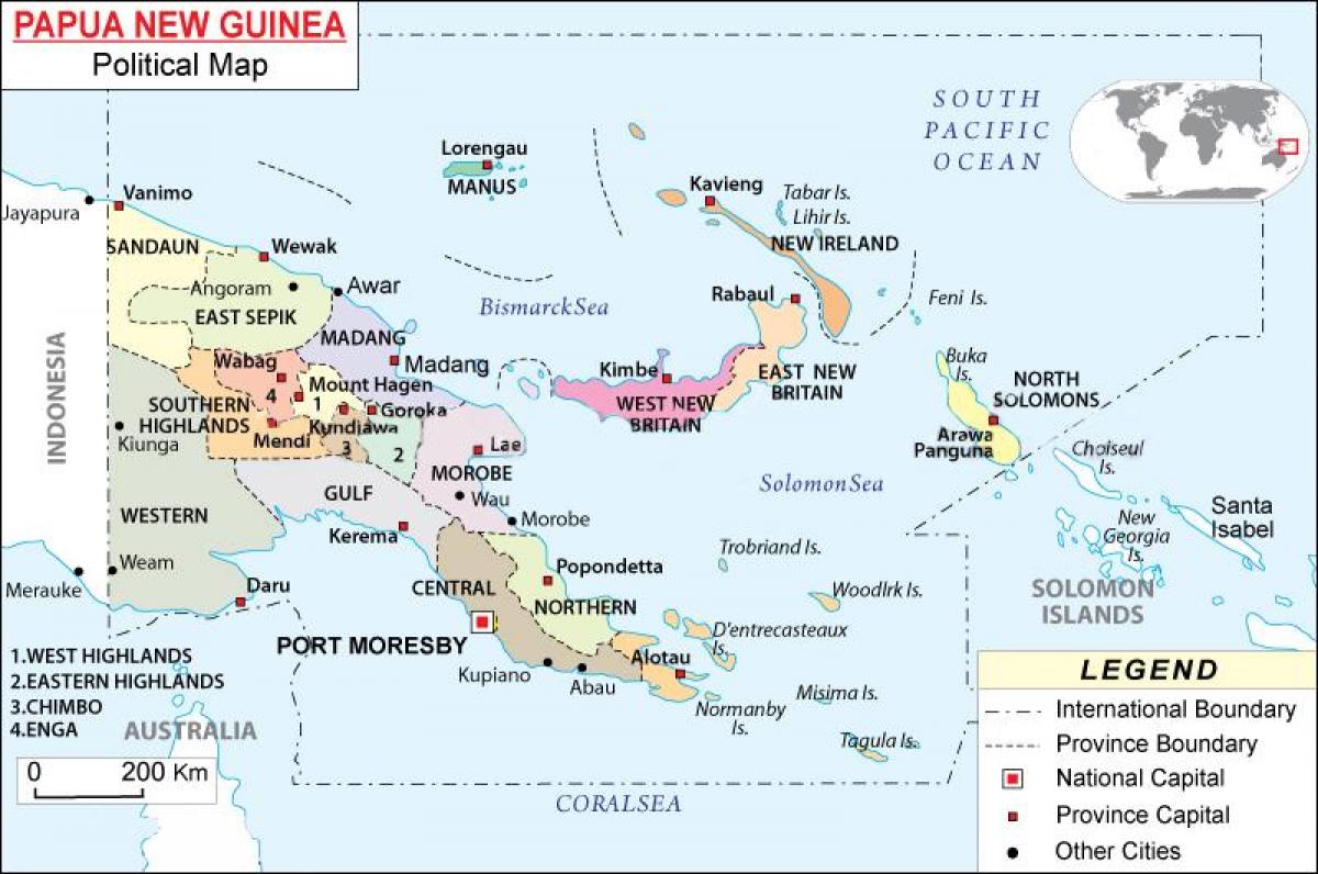 mapa de les províncies de papua nova guinea