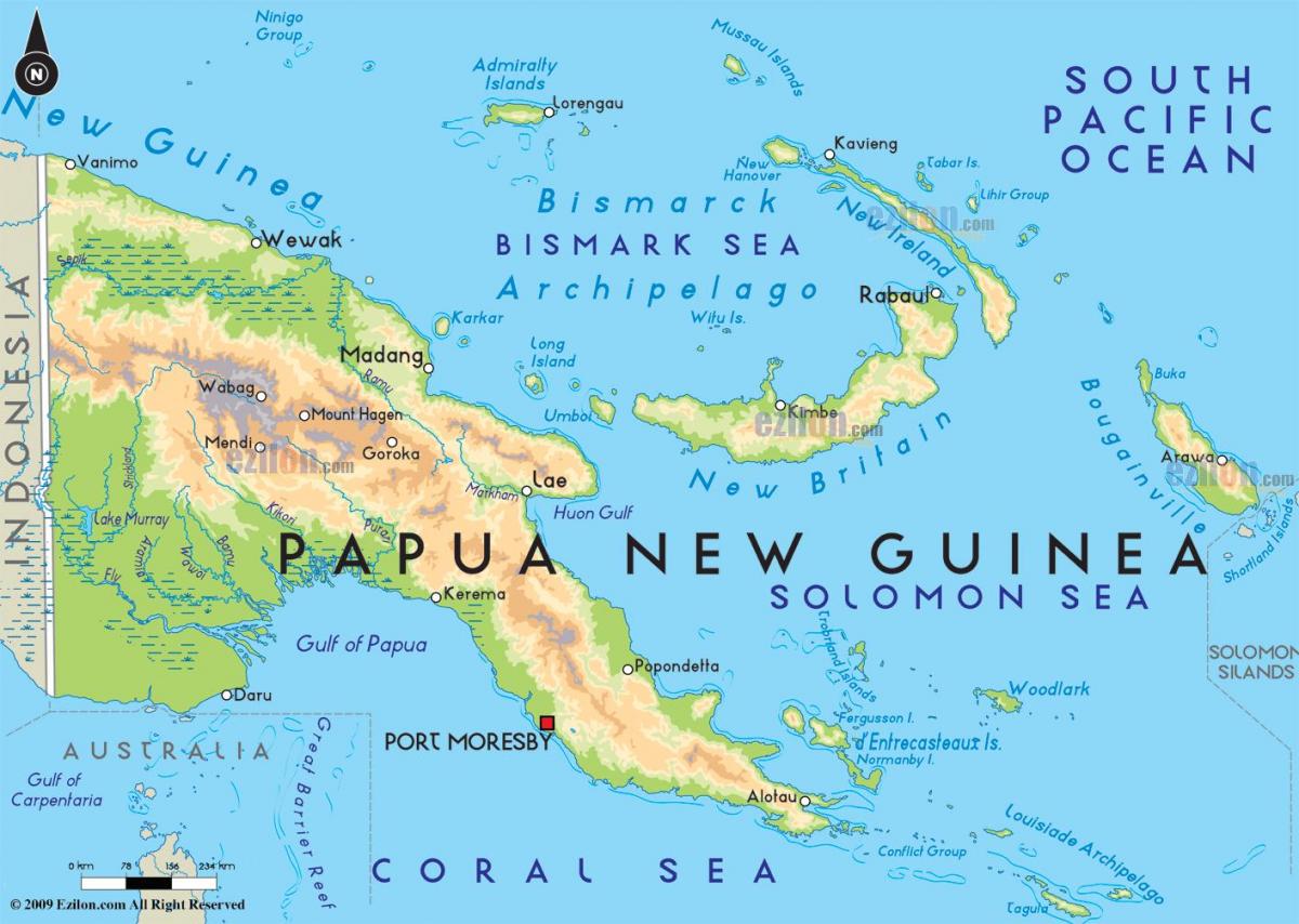 mapa de port moresby a papua nova guinea