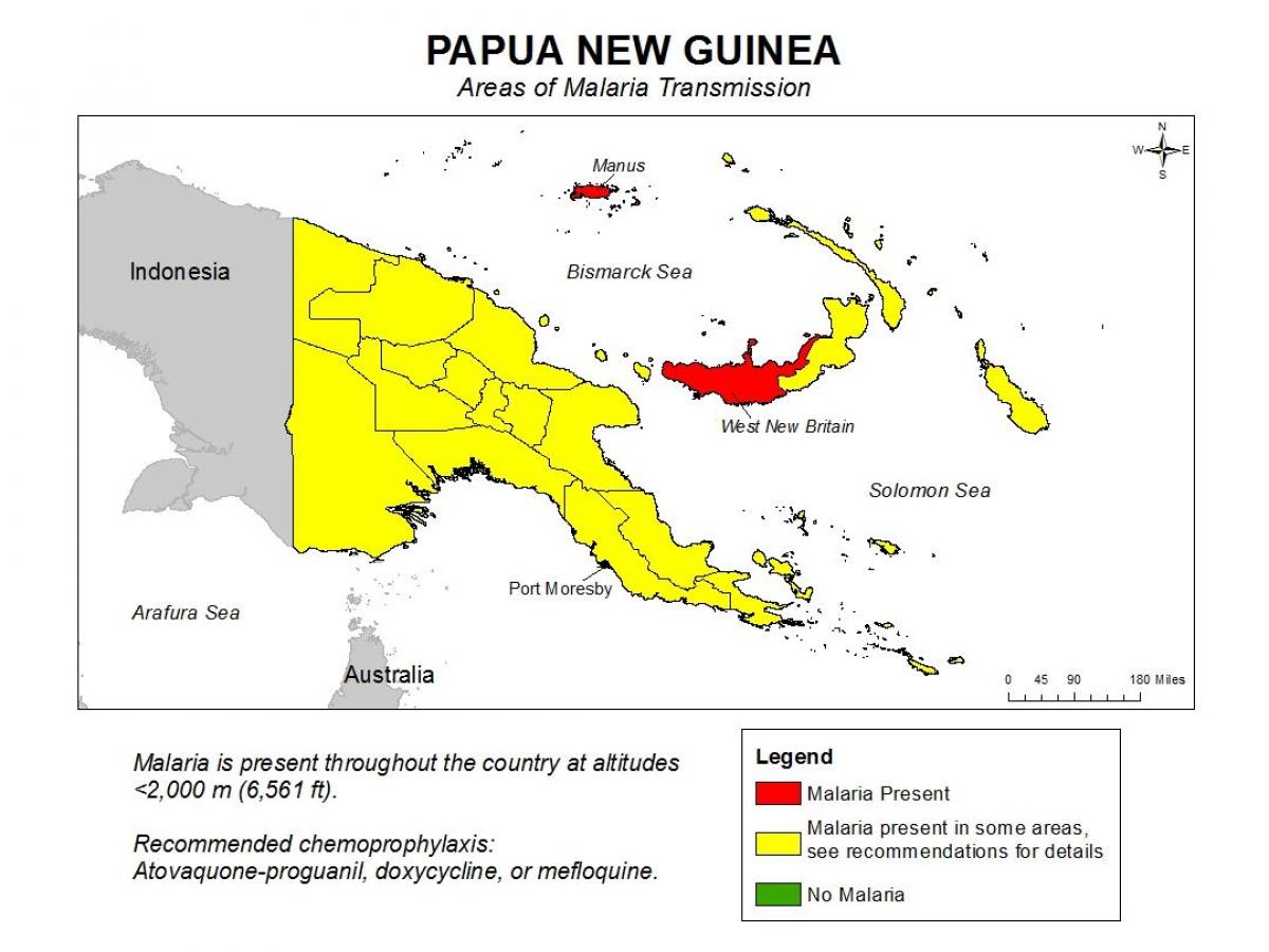 mapa de papua nova guinea la malària