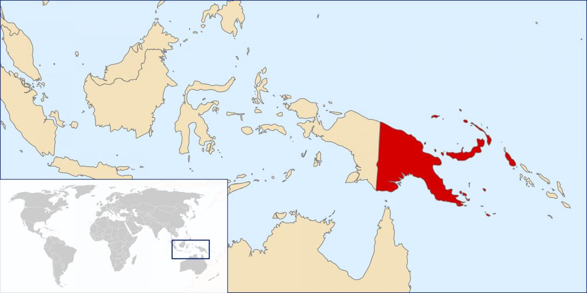 papua nova guinea ubicació en el mapa del món